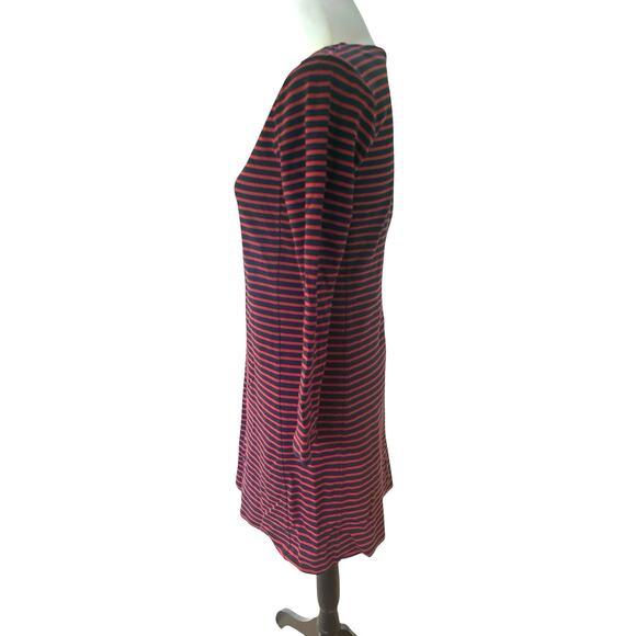 Madewell Blue Red Striped Long Sleeve Dress Medium - Picture 3 of 4